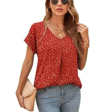 QUEZHU Elegant V Neck Chiffon Blouses - Ideal for Work & Casual Wear