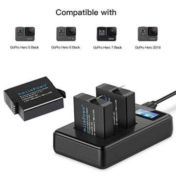 SmilePowo Dual Battery Charger for GoPro Hero Series