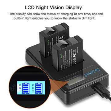 SmilePowo Dual Battery Charger for GoPro Hero Series
