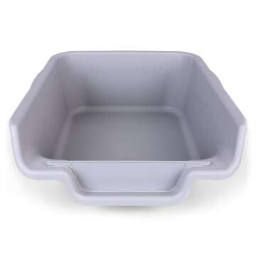 PuppyGoHere Dog Litter Box, Misty Gray Color, Extra Large Size, Durable & Pet Safe Puppy Litter Box, Indoor Open Top Entry Dog Litter Pan, Comfortable for Dogs, Great for Dogs up to 35 lbs