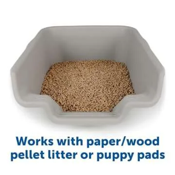 PuppyGoHere Dog Litter Box, Misty Gray Color, Extra Large Size, Durable & Pet Safe Puppy Litter Box, Indoor Open Top Entry Dog Litter Pan, Comfortable for Dogs, Great for Dogs up to 35 lbs