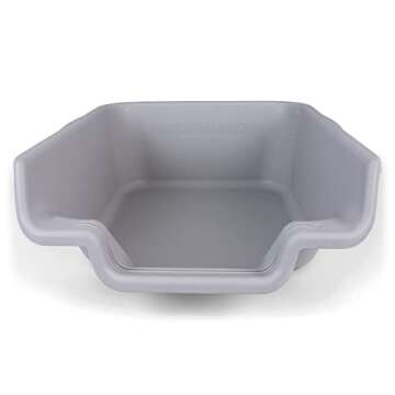 PuppyGoHere Dog Litter Box, Misty Gray Color, Extra Large Size, Durable & Pet Safe Puppy Litter Box, Indoor Open Top Entry Dog Litter Pan, Comfortable for Dogs, Great for Dogs up to 35 lbs