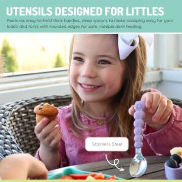 melii Silicone Bowl with Lid and Stainless Steel Utensils – BPA-Free, Leakproof Food Storage for Babies, Toddlers and Kids – 11.8 oz / 350 ml Snack Container – Dishwasher and Microwave Safe - Cat