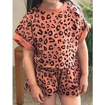 Toddler Baby Girls Leopard Print Summer Clothes Set T-Shirt and Short Pants 2pcs Outfits