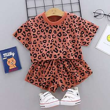Toddler Baby Girls Leopard Print Summer Clothes Set T-Shirt and Short Pants 2pcs Outfits