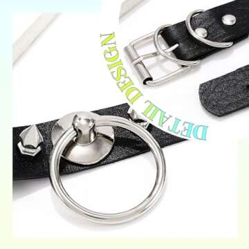 ACEDRE Fashion Women Men Cool Punk Goth Metal Spike Studded Link Leather Collar Choker Necklace