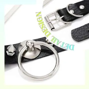 ACEDRE Fashion Women Men Cool Punk Goth Metal Spike Studded Link Leather Collar Choker Necklace