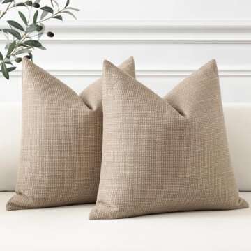 OTOSTAR Linen Throw Pillow Covers Set of 2 Decorative Square Pillowcases Cushion Covers 26x26 Inch f...