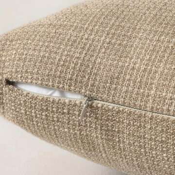 OTOSTAR Linen Throw Pillow Covers Set of 2 Decorative Square Pillowcases Cushion Covers 26x26 Inch for Home Decor Sofa Bedroom Car 65 x 65 CM Light Coffee