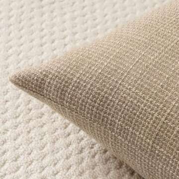 OTOSTAR Linen Throw Pillow Covers Set of 2 Decorative Square Pillowcases Cushion Covers 26x26 Inch for Home Decor Sofa Bedroom Car 65 x 65 CM Light Coffee