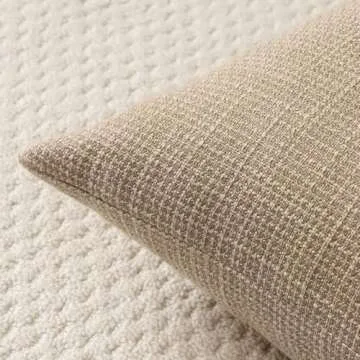 OTOSTAR Linen Throw Pillow Covers Set of 2 Decorative Square Pillowcases Cushion Covers 26x26 Inch for Home Decor Sofa Bedroom Car 65 x 65 CM Light Coffee