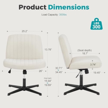 DUMOS Criss Cross Chair - Ergonomic Armless Office Seating