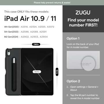 ZUGU CASE for iPad Air 11 (2024) iPad Air 4 & 5 10.9 Inch (2020/2022) - Protective, Ultra Thin, Magn...