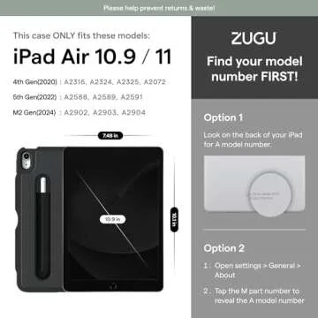 ZUGU CASE for iPad Air 11 (2024) iPad Air 4 & 5 10.9 Inch (2020/2022) - Protective, Ultra Thin, Magn...