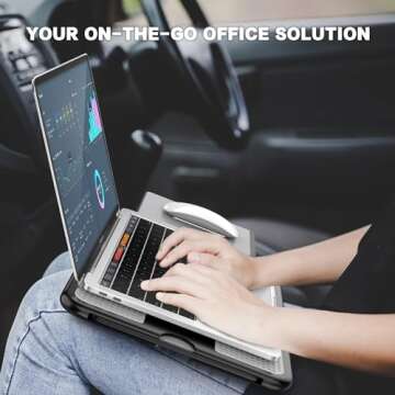 AboveTEK Portable Laptop Lap Desk w/ Retractable Left/Right Mouse Pad Tray, Non-Slip Heat Shield Tab...