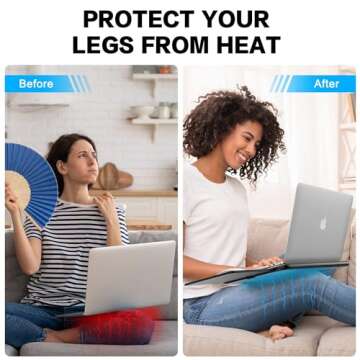 AboveTEK Portable Laptop Lap Desk w/ Retractable Left/Right Mouse Pad Tray, Non-Slip Heat Shield Tablet Notebook Computer Stand Table w/ Sturdy Stable Work Surface for Bed Sofa Couch or Travel