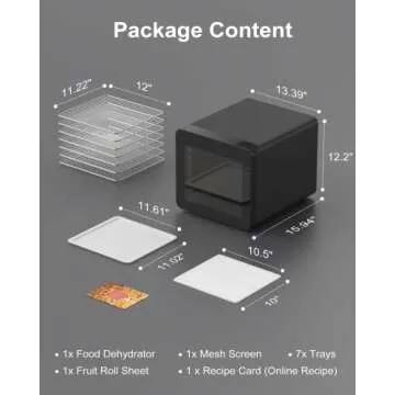 CROWNFUL Food Dehydrator Machine, 7 Stainless Steel Trays, Large Drying Space Dehydrated Dryer, Adjustable Timer and Temperature Control, Dryer for Jerky, Fruit, Meat, Herbs, 30+ Free Online Recipes