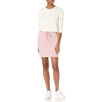 Amazon Essentials Women's Terry Cotton and Modal Drawstring Sweatshirt Skirt (Previously Daily Ritual), Dusty Pink, Medium