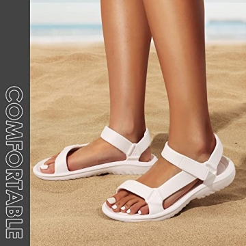 DREAM PAIRS Women's SDSA229W Sport Outdoor Athletic Comfortable Water Sandals, White, Size 9