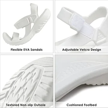 DREAM PAIRS Women's SDSA229W Sport Outdoor Athletic Comfortable Water Sandals, White, Size 9