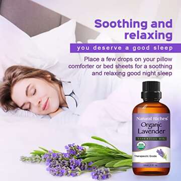 Natural Riches Organic Lavender Essential Oil with Premium Therapeutic Quality Pure USDA Certified - for Diffuser, Aromatherapy, Sleep, Meditation, Candles & Massage - 1 fl. oz.