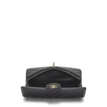 Chanel Pre-Loved Navy Quilted Caviar Classic Double Flap Medium Handbag