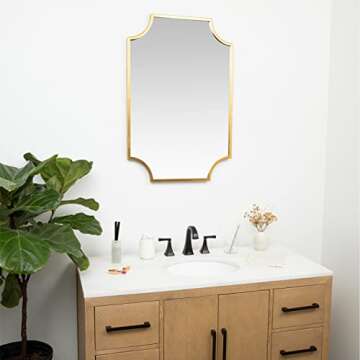 Hamilton Hills Metal Framed 24x36 inch Gold Scalloped Mirror - Large Rectangle Decorative Mirrors fo...