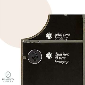 Hamilton Hills Metal Framed 24x36 inch Gold Scalloped Mirror - Large Rectangle Decorative Mirrors for Wall Decor - Wall Mounted Frame Brass Mirror Bathroom Vanity Hanging Horizontal and Vertical