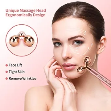 24k Rose Gold 3D Face Massager Roller Kit for Skin Care