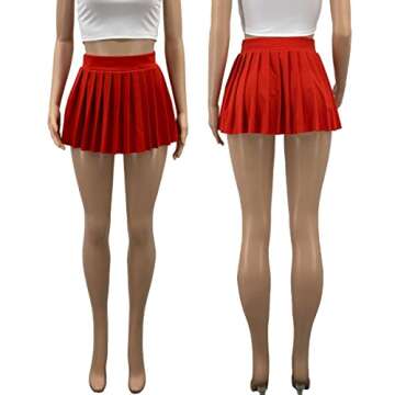 Women's Mini Pleated Skirts Sexy Club Y2k High Wiast Stretchy Tennis Skater A-line Skirt (21653 red M)