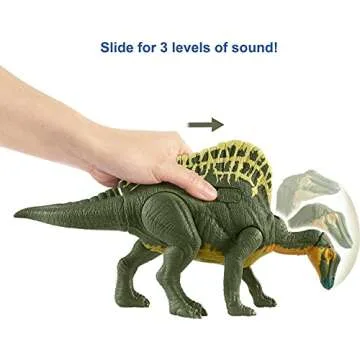 Jurassic World Toys Roar Attack Ouranosaurus Camp Cretaceous Dinosaur Figure with Movable Joints, Realistic Sculpting, Strike Feature & Sounds, Herbivore, Kids Gift 4 Years & Up