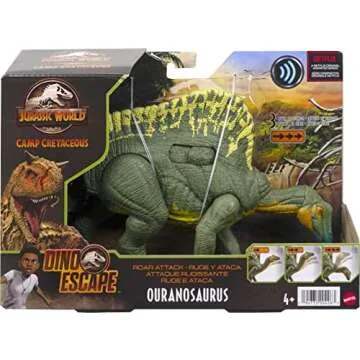 Jurassic World Toys Roar Attack Ouranosaurus Camp Cretaceous Dinosaur Figure with Movable Joints, Realistic Sculpting, Strike Feature & Sounds, Herbivore, Kids Gift 4 Years & Up
