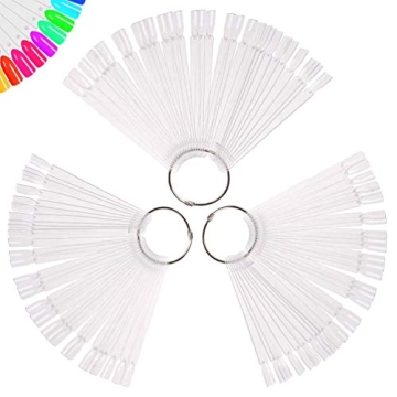 150 Pcs Clear Nail Swatch Sticks with Ring, Fan Shape Nail Art Tips, False Nail Sample Sticks, Nail ...