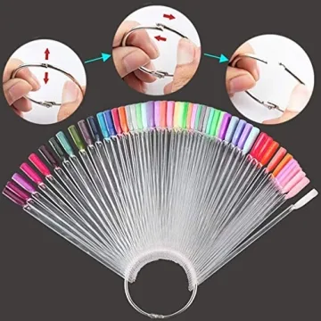 150 Pcs Clear Nail Swatch Sticks with Ring for Perfect Color Display