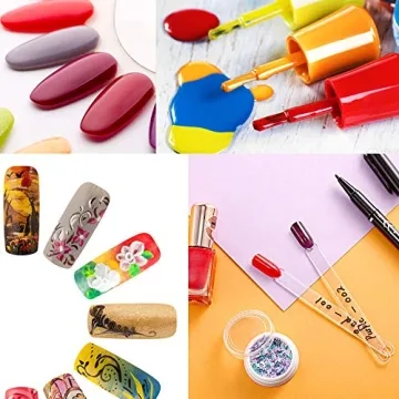 150 Pcs Clear Nail Swatch Sticks with Ring for Perfect Color Display