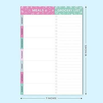 Sweetzer & Orange Purple/Teal Meal Planner Magnetic Pad | 7x10 inch Notepad for Organized Weekly & D...