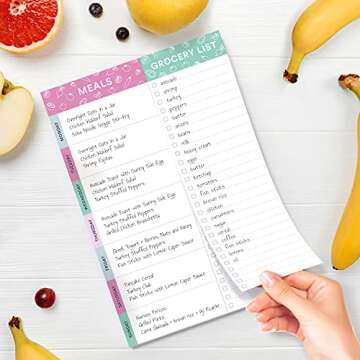 Sweetzer & Orange Purple/Teal Meal Planner Magnetic Pad | 7x10 inch Notepad for Organized Weekly & Daily Planning | Tear-Off Grocery Checklist for Convenient Shopping | Notepads for Refrigerator Door