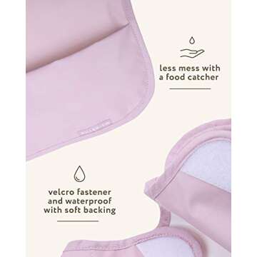 WILLOW + SIM Waterproof Long Sleeve Baby Bibs for Baby Girl, Waterproof Bibs - Wipe Clean, Washable - Long Sleeve Feeding Bibs for Babies & Toddler with Food Catcher - Wearable Baby Smock for Eating