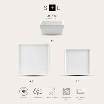 Elegant Stone Lain Grace Square Dinnerware Set 24 Piece