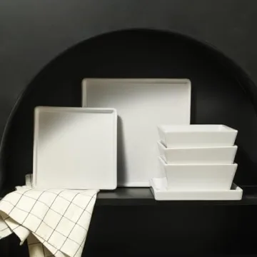 Elegant Stone Lain Grace Square Dinnerware Set 24 Piece