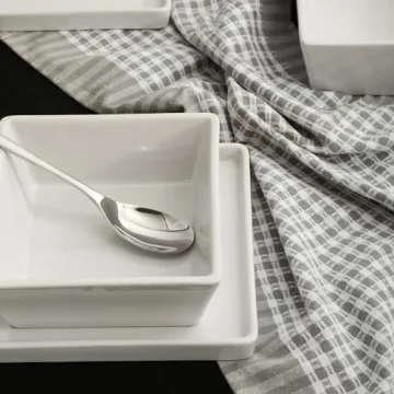 Elegant Stone Lain Grace Square Dinnerware Set 24 Piece