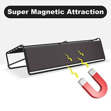 Mystozer 4 Pack Magnetic Spice Rack for Refrigerator, Magnetic Shelf Fridge Organizer for Kitchen Storage, Black