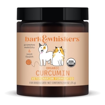 Bark & Whiskers Organic Curcumin, 2.64 Oz. (75 g), 300 Scoops, Promotes Mobility & Joint Health, Vet...