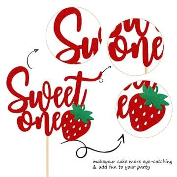 Strawberry 1st Birthday Cake Topper for Sweet Parties