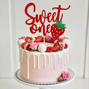 Strawberry 1st Birthday Cake Topper for Sweet Parties
