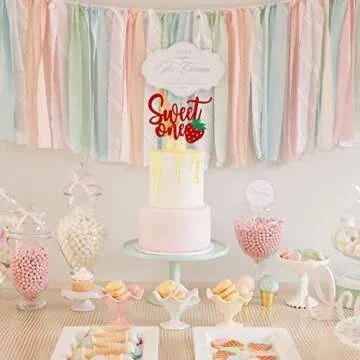 Strawberry 1st Birthday Cake Topper for Sweet Parties