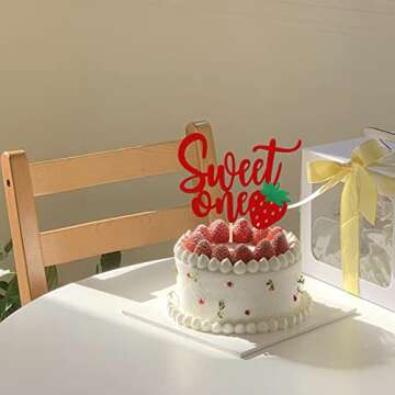 Strawberry 1st Birthday Cake Topper for Sweet Parties