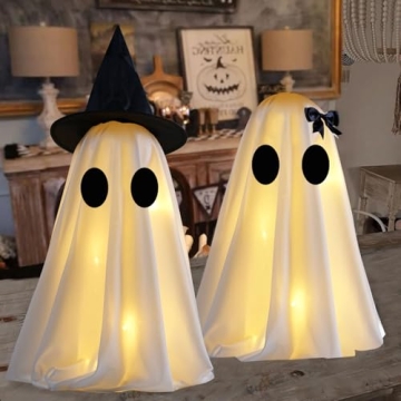 Light Up Halloween Ghost Decor Set with Timer Function