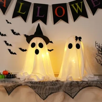 Light Up Halloween Ghost Decor Set with Timer Function