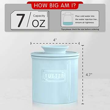 AVLA 2 Pack Ceramic Butter Crock, French Butter Dish with Water Line, Butter Keeper Butter Container...